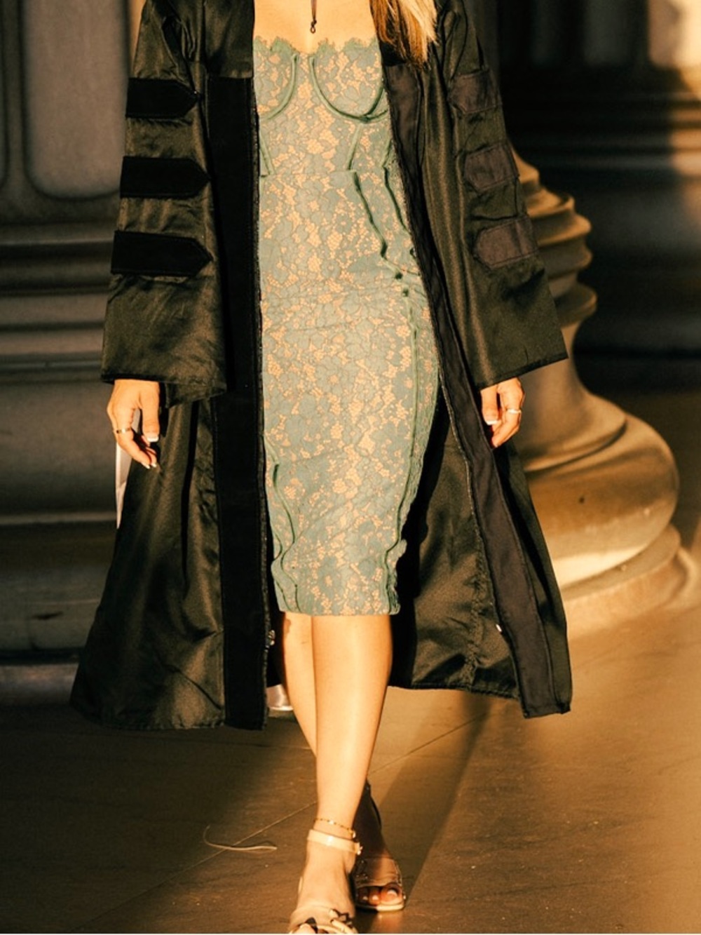 House of CB Teal Green Lace Midi Bodycon Dress